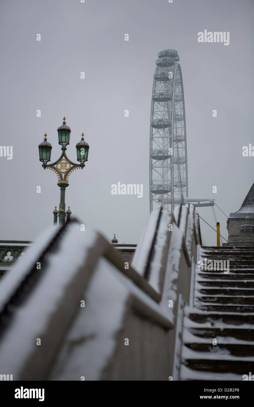 Schnee in London, England. Stockfoto