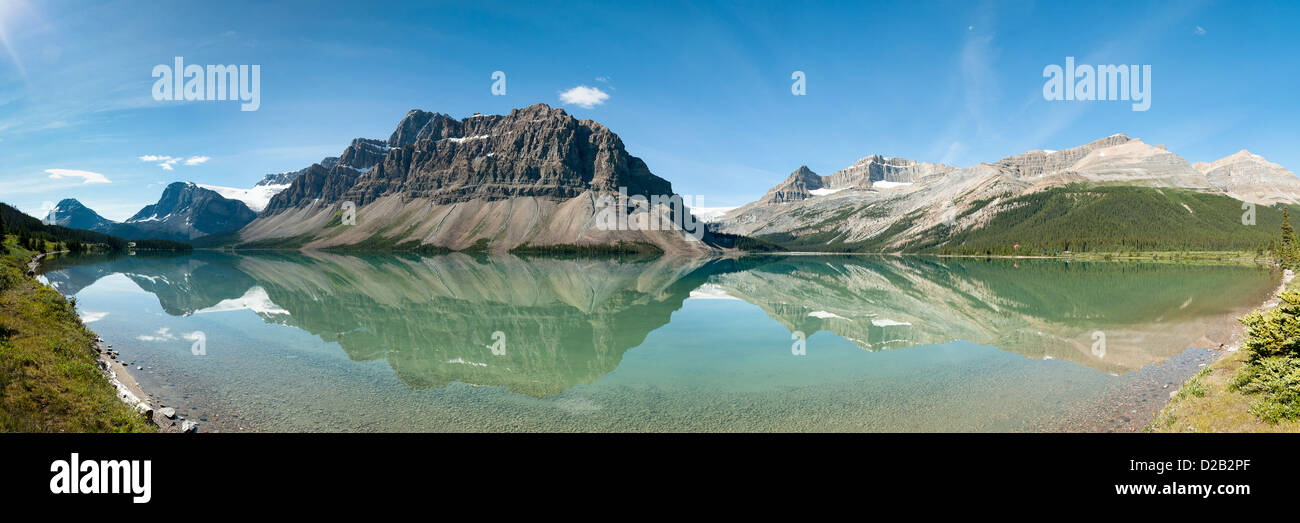 Bow Lake Panorama in Banff Nationalpark, Kanada Stockfoto