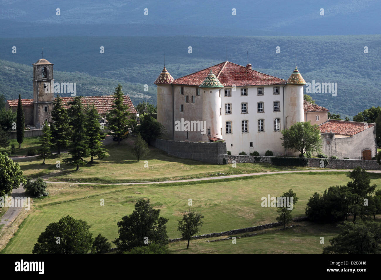 Das Schloss in Aiguines Aiguines in Provence, Frankreich Stockfoto