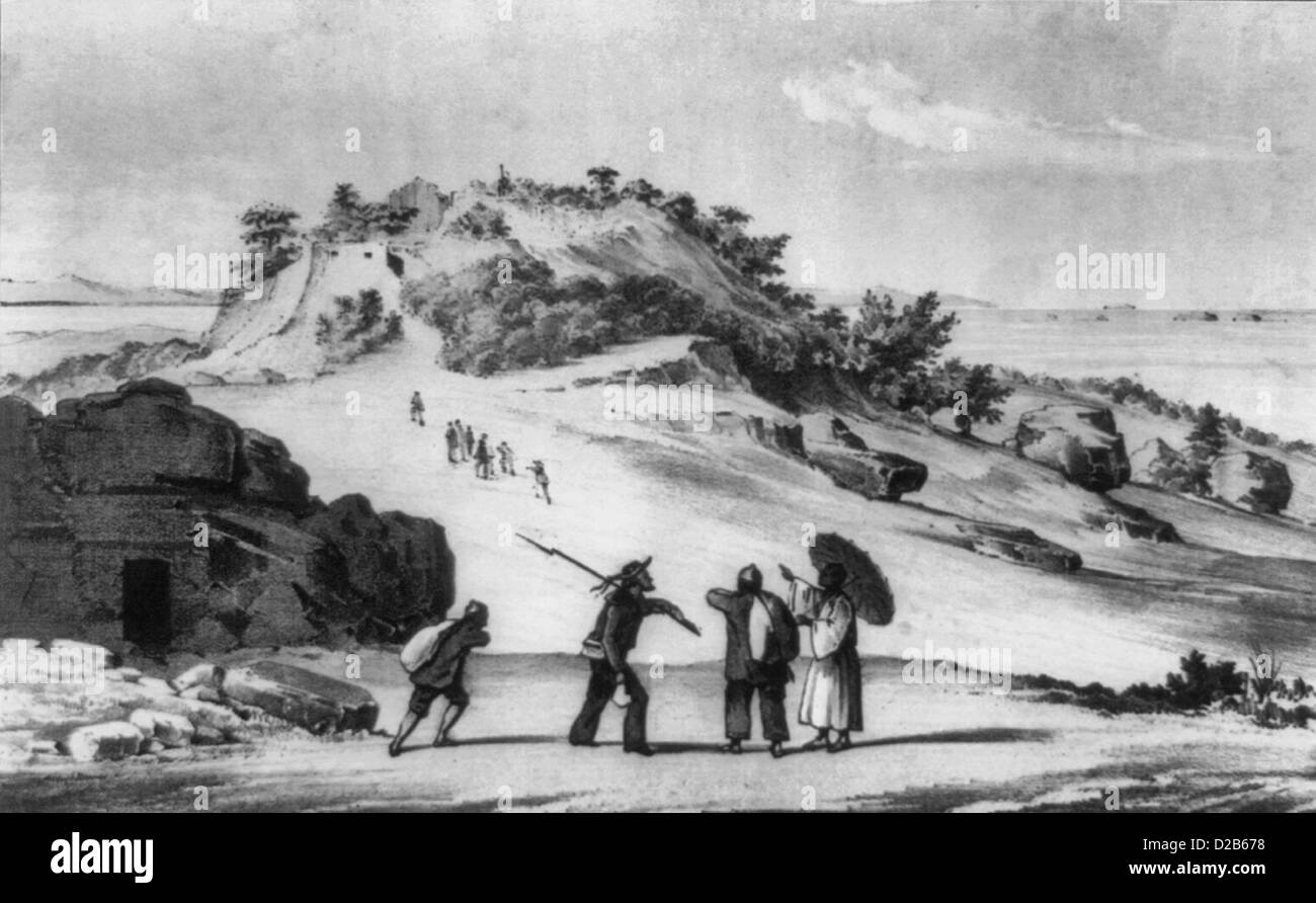 Alte Burg von Na-Ga-Gus-Ko, Lew Chew, Japan, ca. 1855 Stockfoto