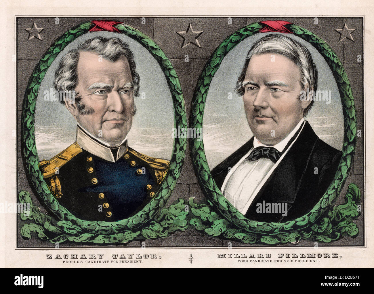 Der Kandidat - Kampagne Banner für 1848 USA Präsidentschaftswahlen mit Zachary Taylor und Millard Fillmore Stockfoto