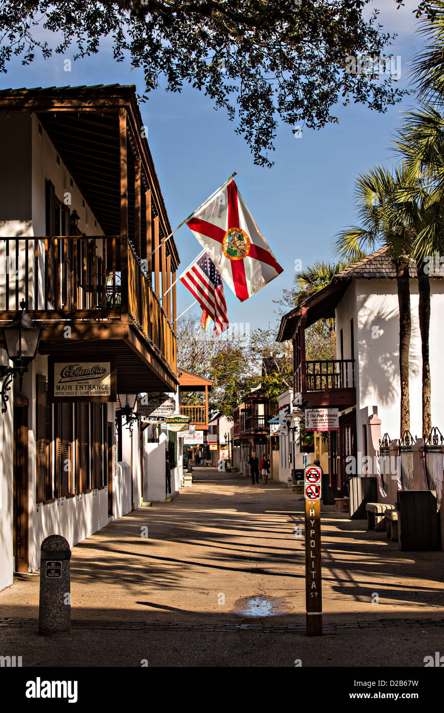 George Street im historischen Viertel in St. Augustine, Florida. St. Augustine ist die älteste Stadt in Amerika. Stockfoto