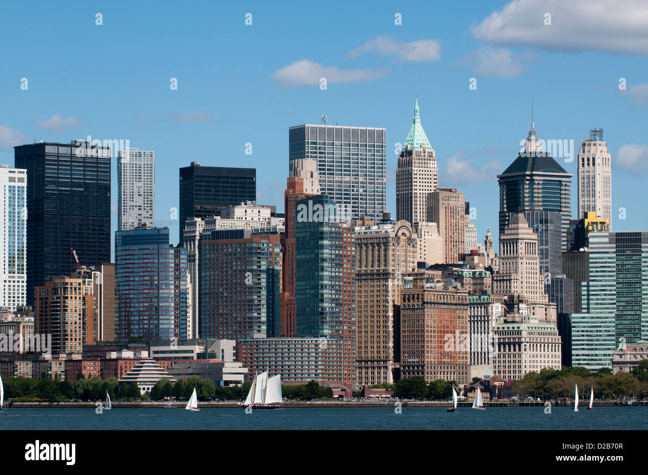 Lower Manhattan von Ellis Island gesehen. Stockfoto
