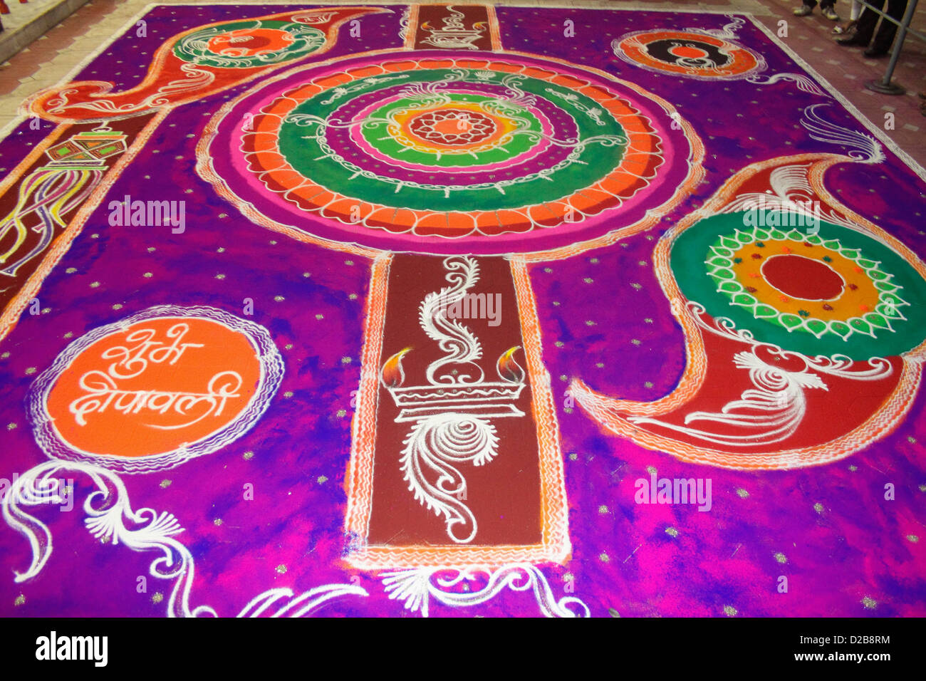 Bunte Rangoli während Diwali-fest, Maharashtra, Indien Stockfoto