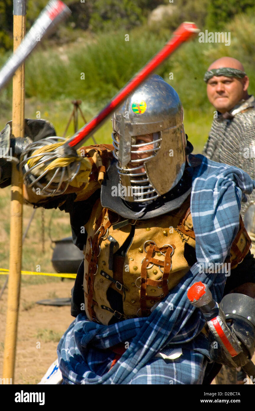 Schlacht bei den Santa Fe, New Mexico, Renaissance Fair zu verspotten Stockfoto