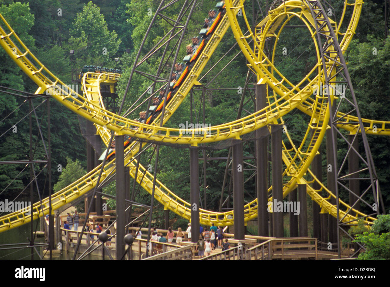 Virginia, Busch Gardens. Multi-Loop-Achterbahn Stockfotografie - Alamy