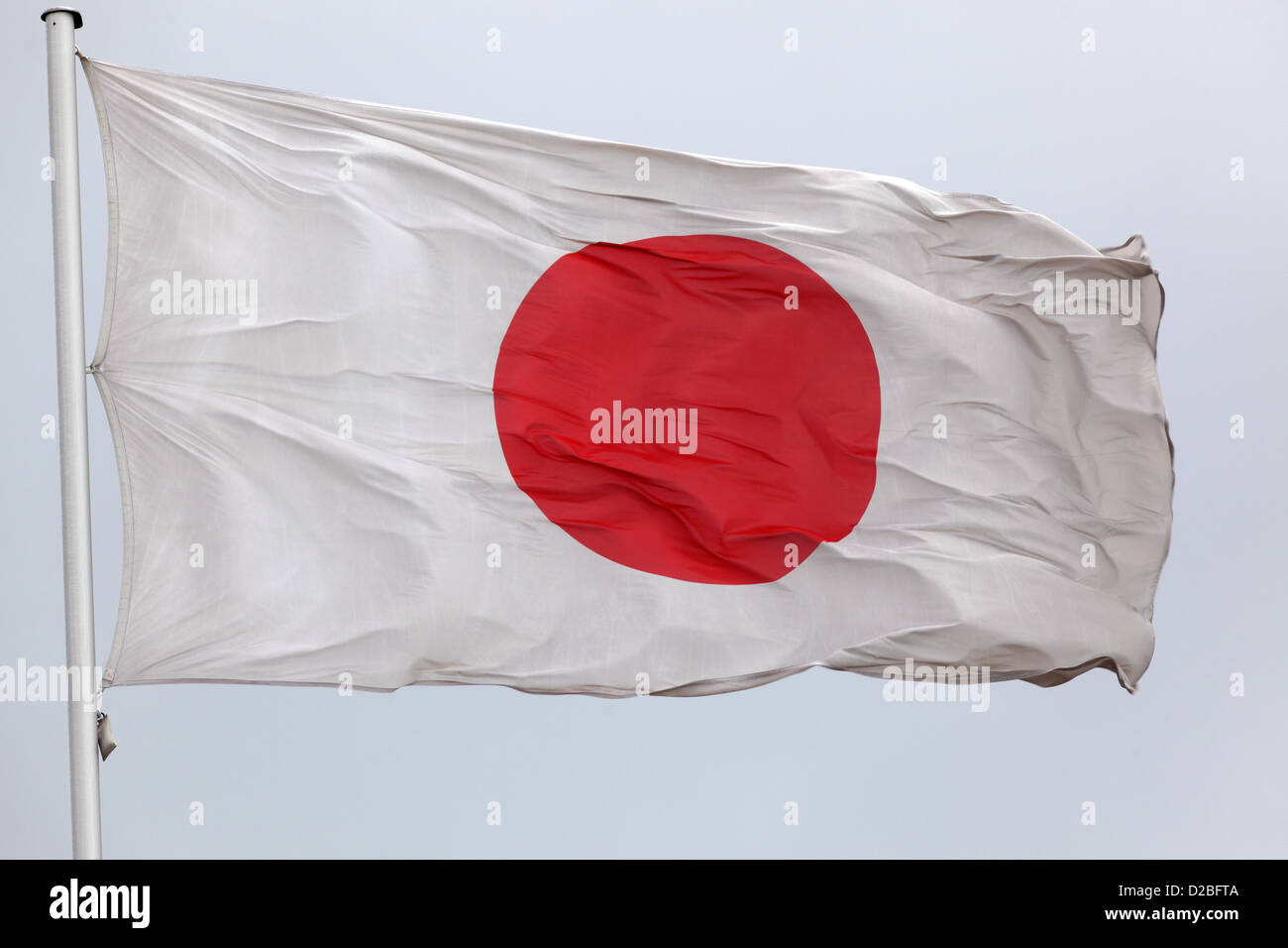 Iffezheim, Deutschland, Japan, im Wind wehende Staatsflagge Stockfoto