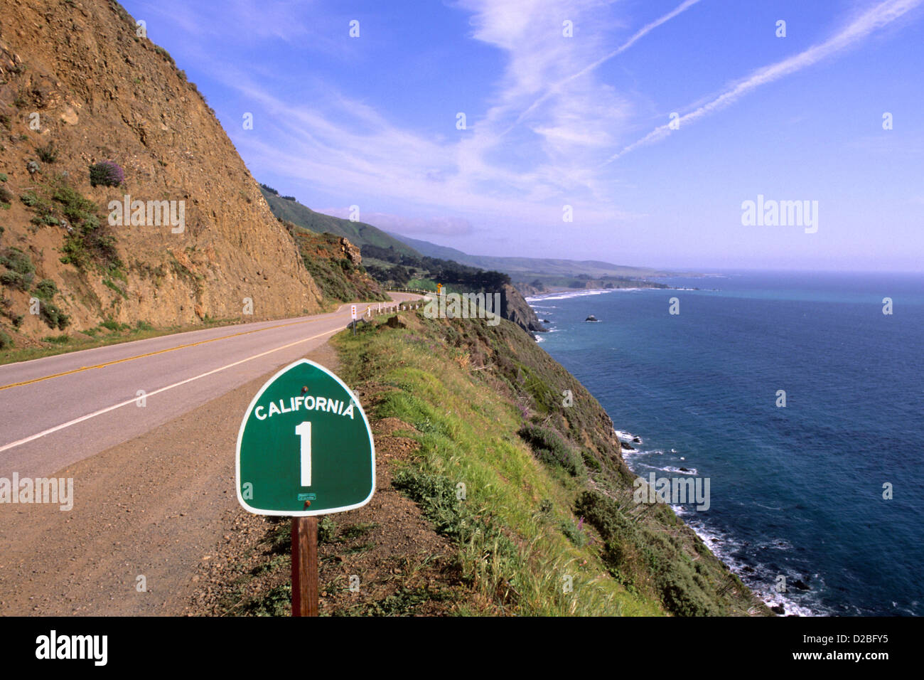 Kalifornien, Pacific Coast Highway Zeichen in der Nähe von Big Sur Stockfoto