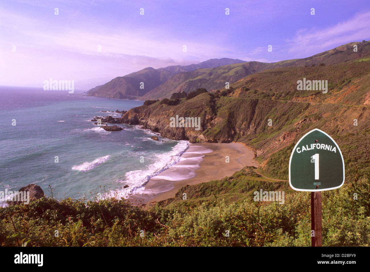 Kalifornien, Pacific Coast Highway Zeichen in der Nähe von Big Sur Stockfoto