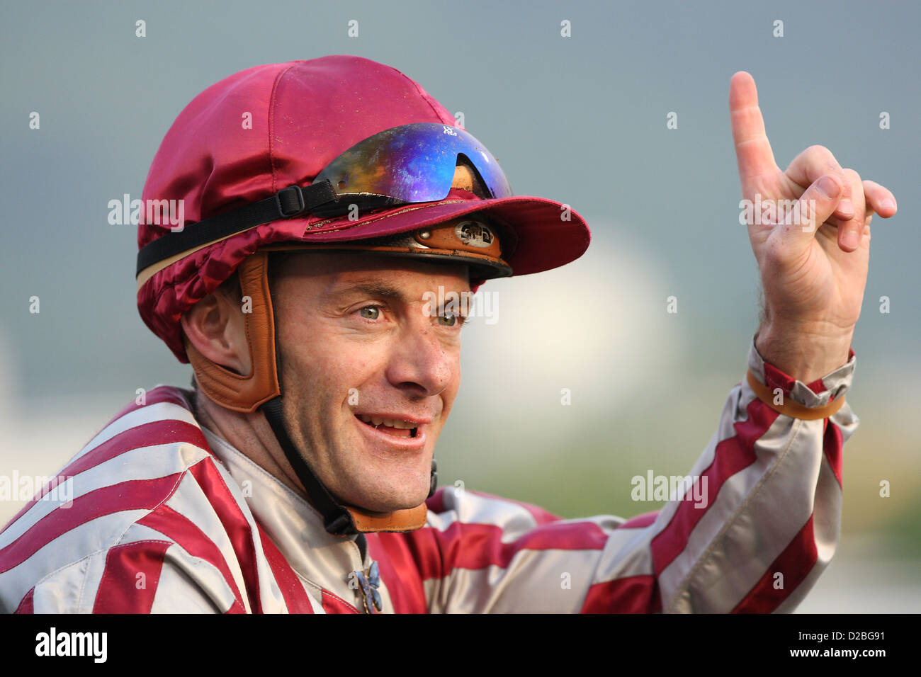Hong Kong, China, Jockey Olivier Peslier im portrait Stockfotografie