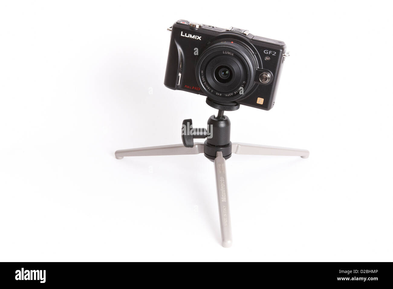 Panasonic Lumix GF2 Digitalkamera auf einem Mini Manfrotto Stativ  Stockfotografie - Alamy