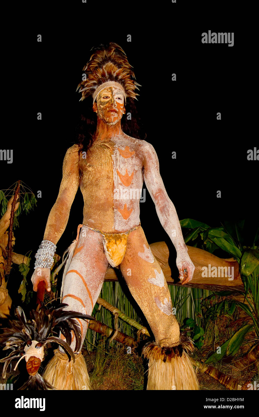 Osterinsel. Body-Painting für Tapati Festival Rapa Nui Stockfoto
