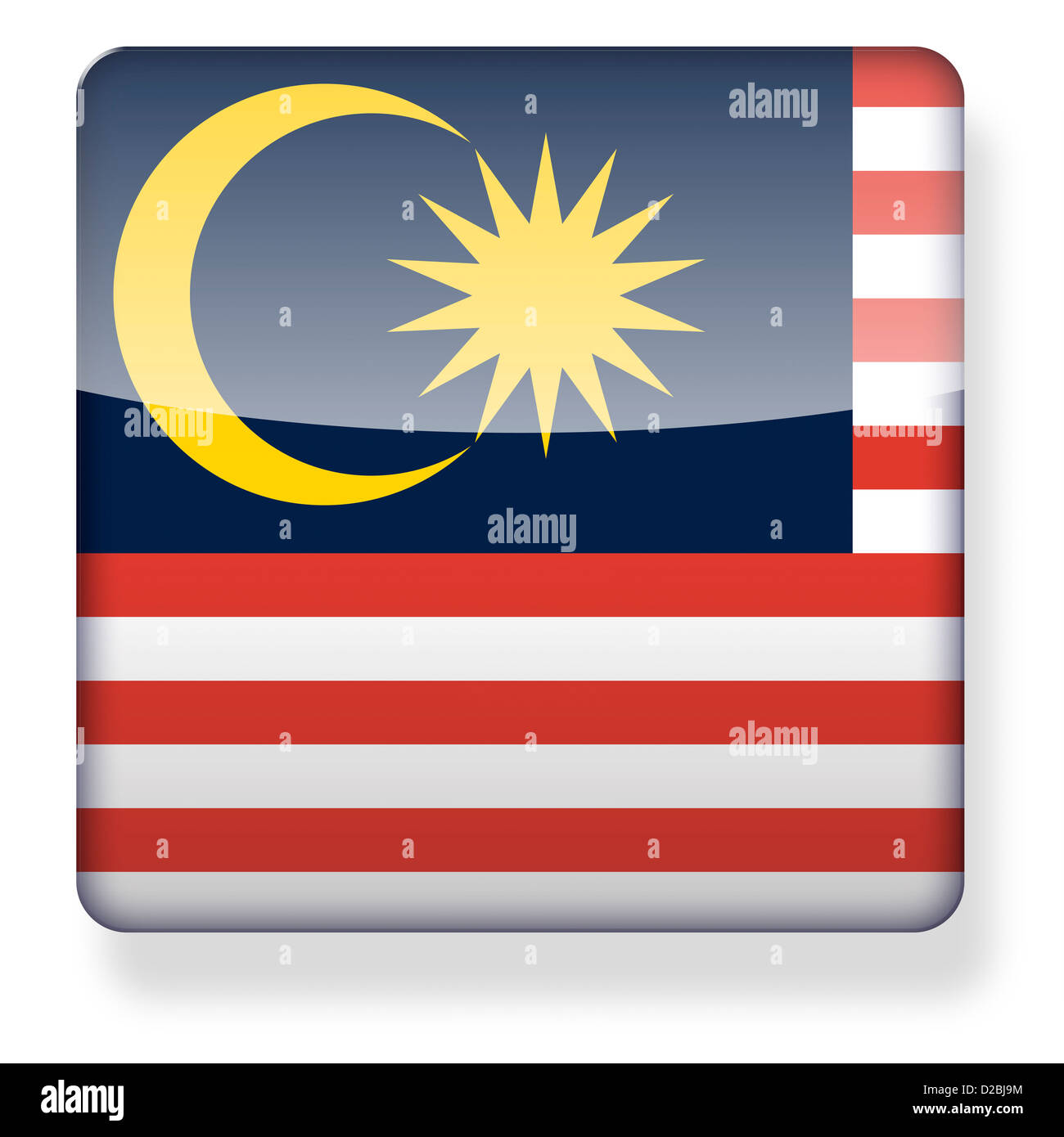 Malaysia-Flagge als ein app-Symbol. Clipping-Pfad enthalten. Stockfoto