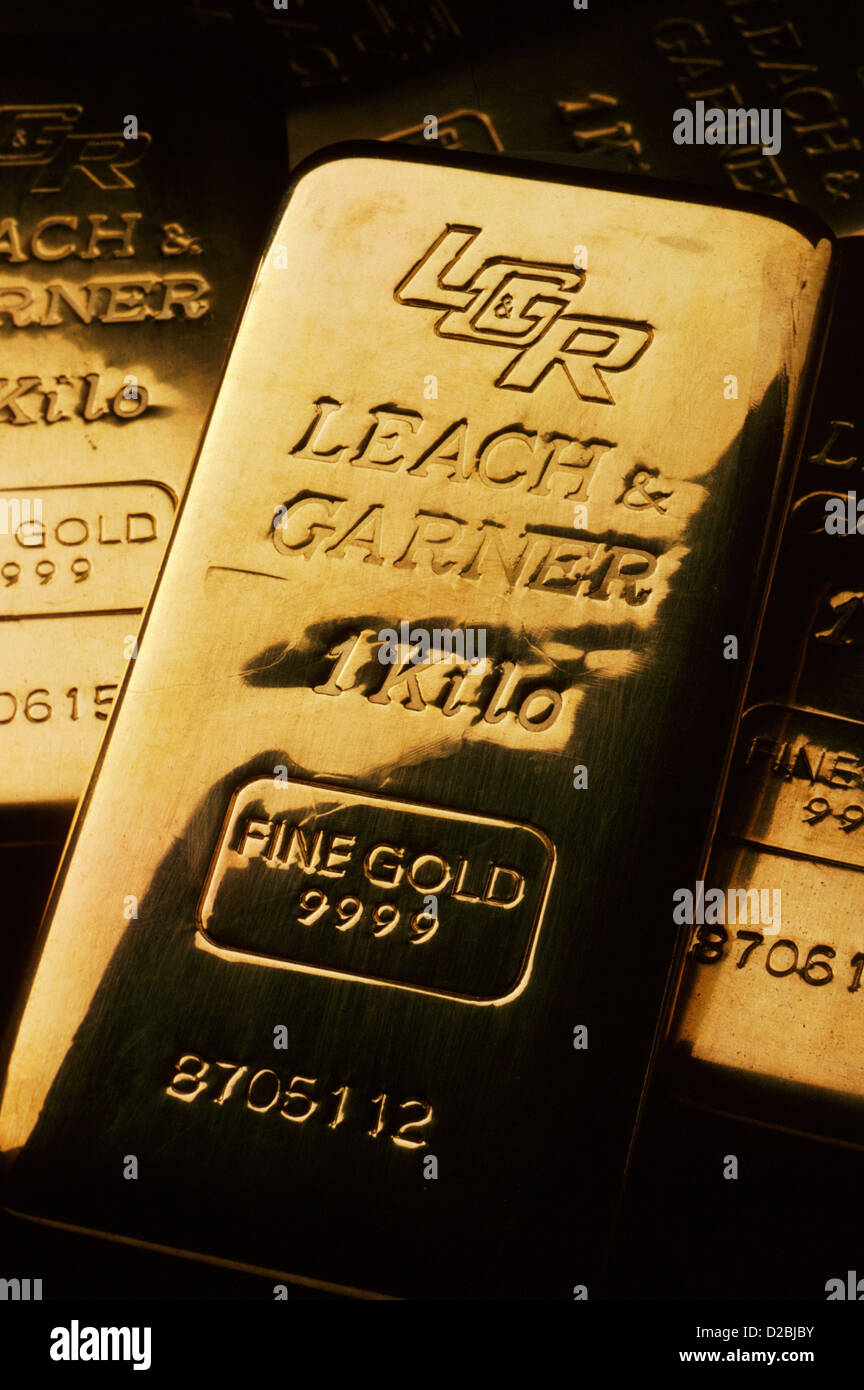 Kilo Gold. Leach & Garner Raffination, Attleboro, Massachusetts Stockfoto