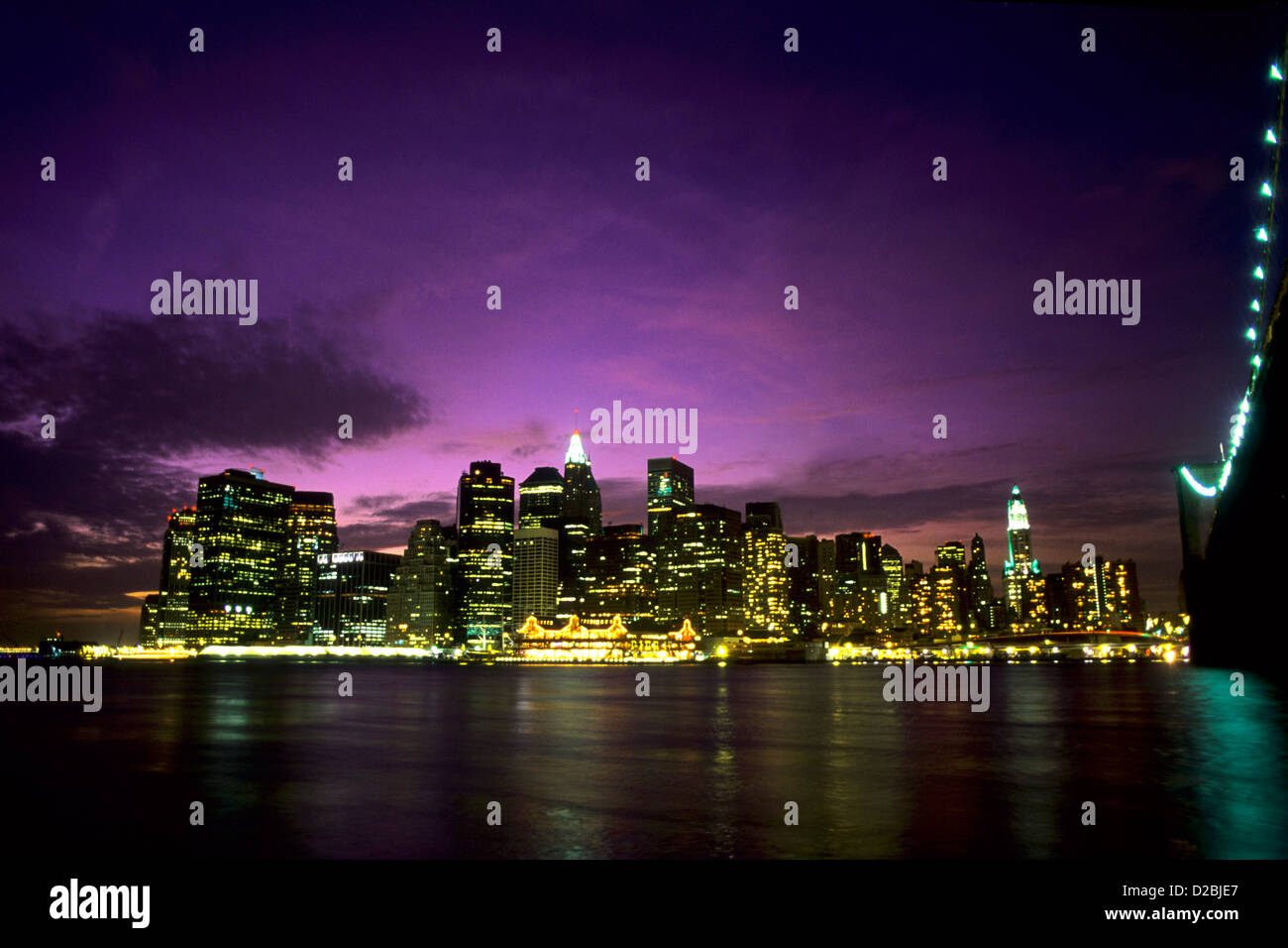 New York City. Lower Manhattan bei Nacht Stockfoto