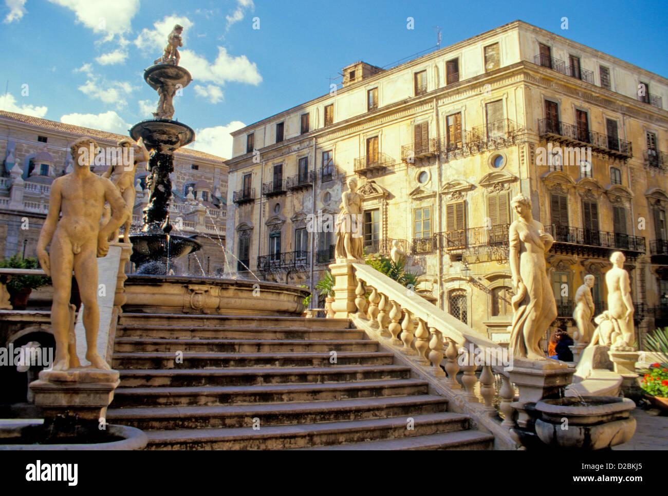 Italien, Sizilien, Palermo. Fontana Pretoria In Piazza Pretoria. Stockfoto