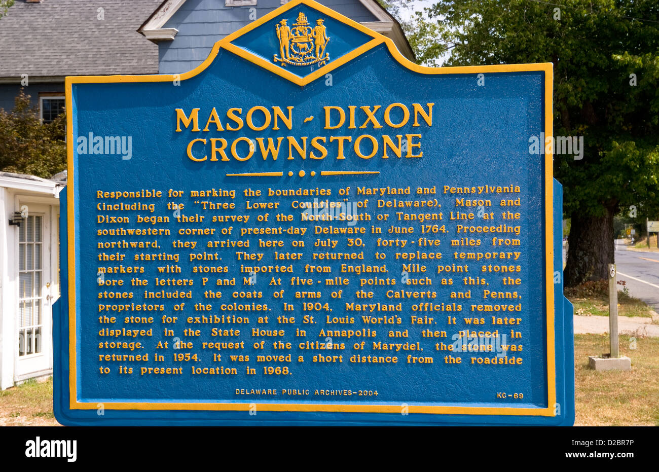 Alten Mason Dixon Marker Crownstone. 1764 Abgrenzung in Maryland und Delaware Stateline Stockfoto