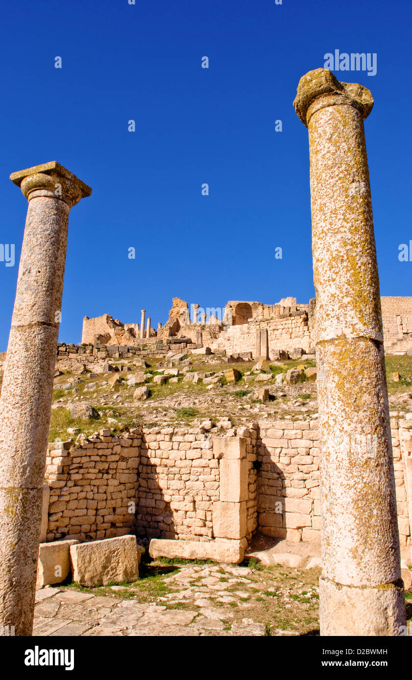 2. Jahrhundert römische Ruinen, Dougga, Tunesien Stockfoto