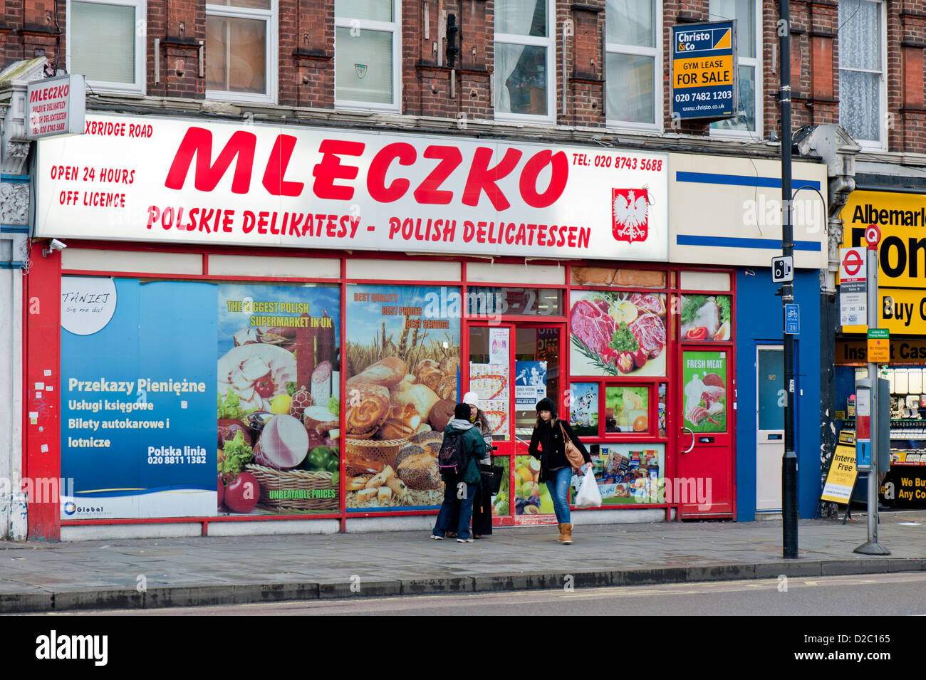 Mleczko Shop spezialisiert auf Polnisch zu produzieren, Shepherds Bush Road, London, Großbritannien Stockfoto