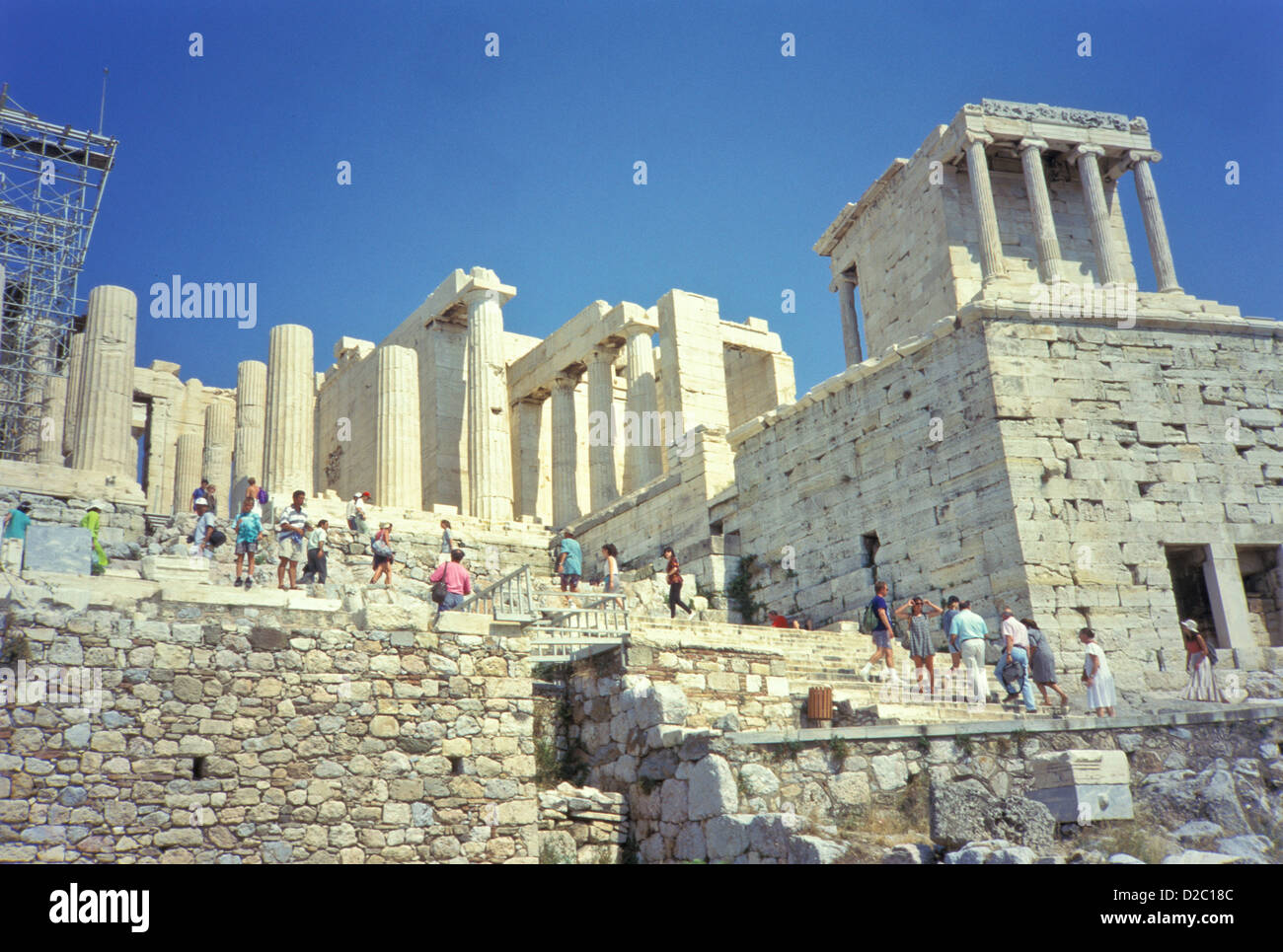 Griechenland, Athen, Akropolis - Propyläen, Tempel der Athena Stockfoto