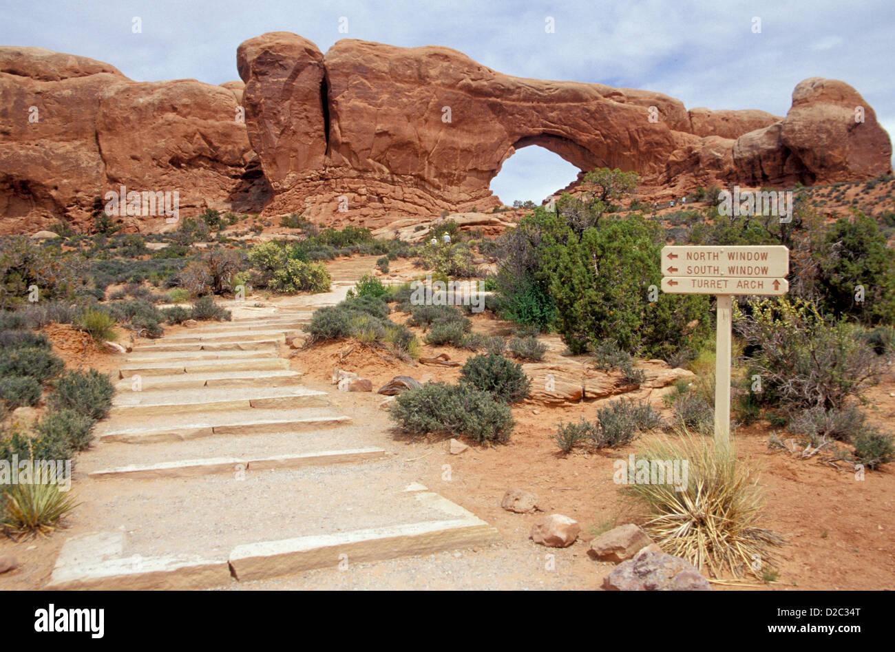 Utah. Arches Nationalpark. Annäherung an die Nord-Fenster. Stockfoto