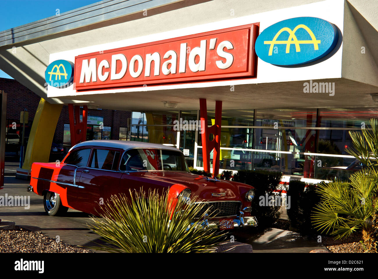Old McDonald Restaurant mit 1955 Chevrolet North end Las Vegas Boulevard strip Stockfoto
