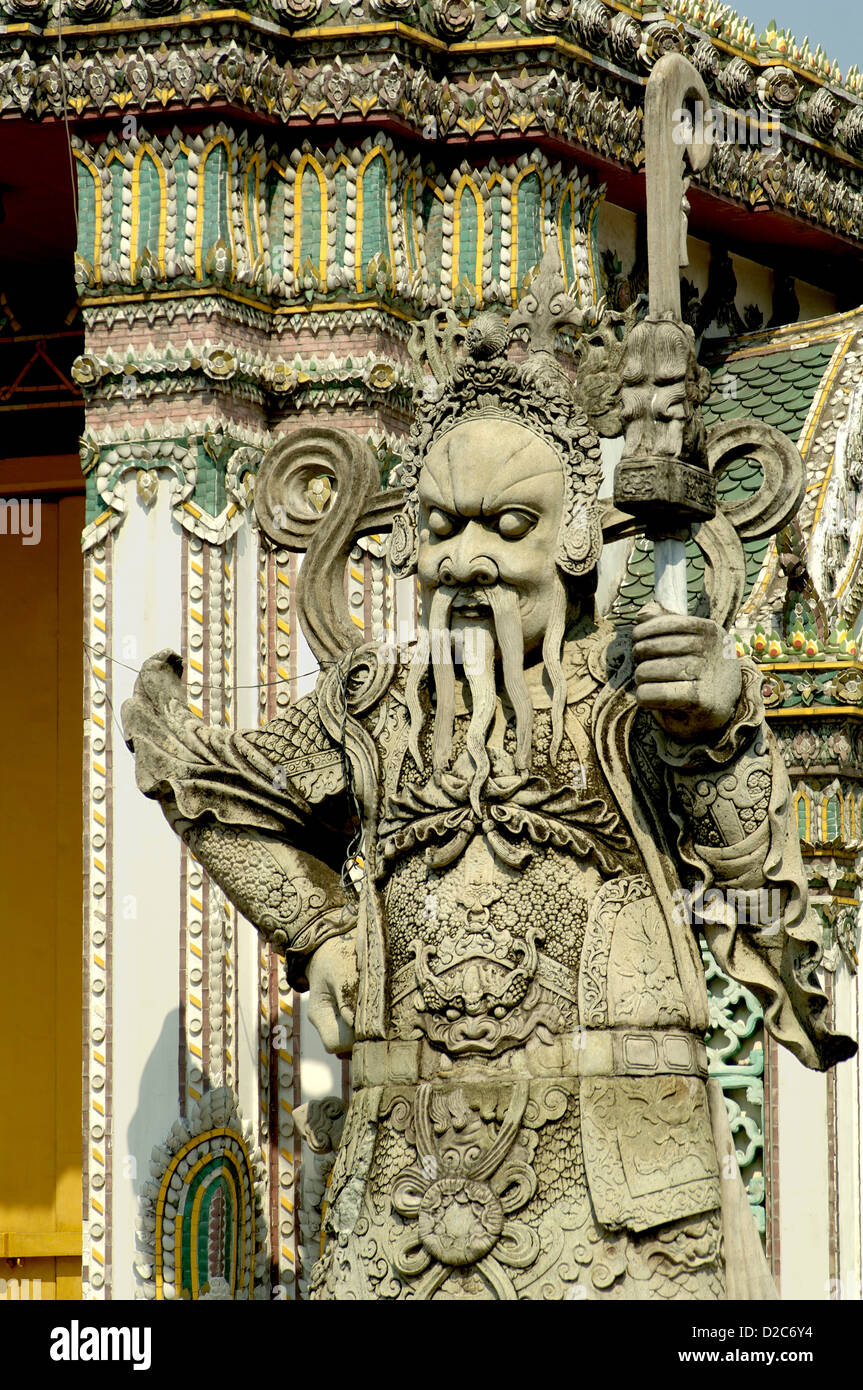 Wat Phra Steinskulptur Chetuphon Kloster (16. Jahrhundert größte Tempel In Thailand) chinesische Lan als Nai Tvarapala Chinesisch Stockfoto