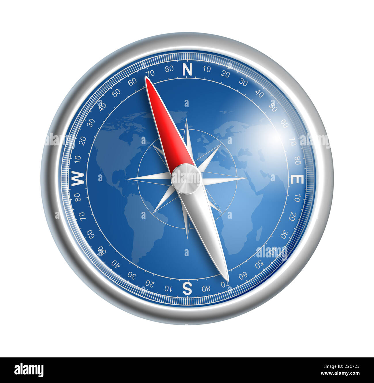 Kompass isoliert auf weißem realistische Darstellung Stockfoto