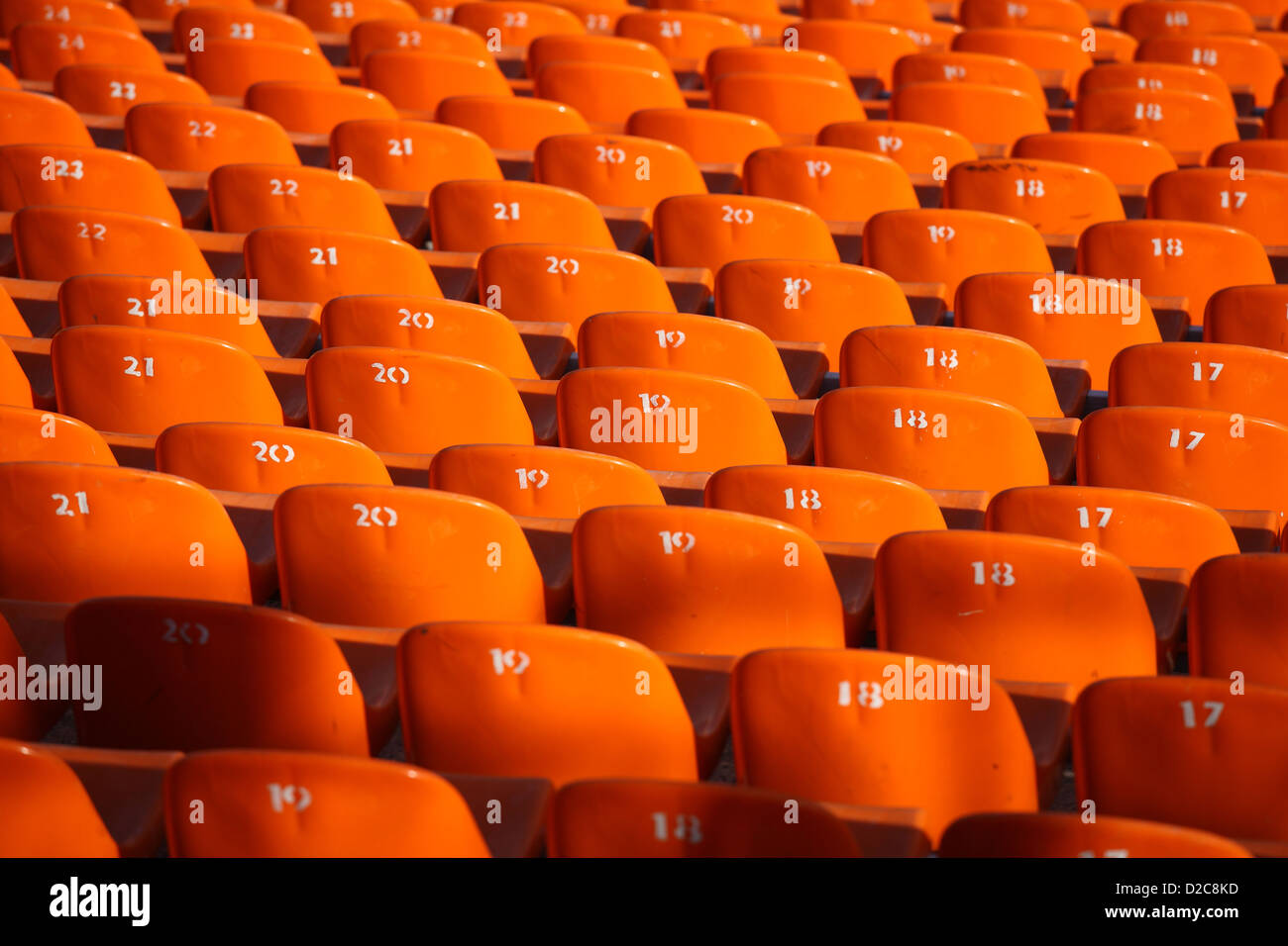 Minsk, Belarus, Sitzplätze im Stadion Dinamo Minsk Stockfoto