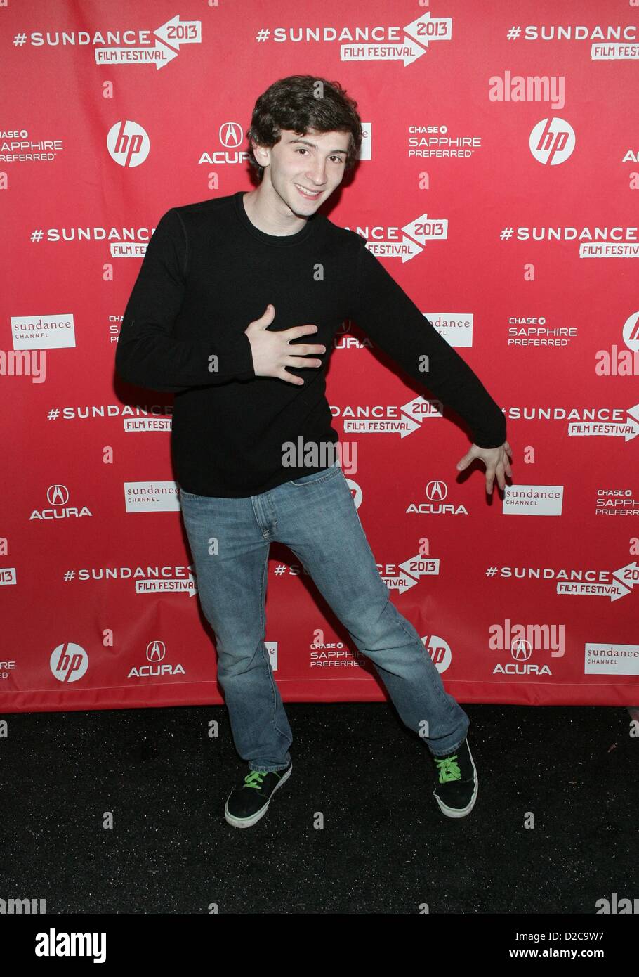 Alex Shaffer im Ankunftsbereich für die Rettungsschwimmer Premiere 2013 Sundance Film Festival, Library Center Theatre, Park City, UT 19. Januar 2013. Foto von: James Atoa/Everett Collection Stockfoto