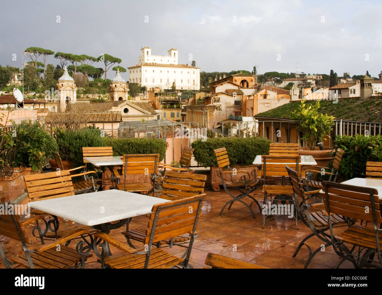 Cafe auf dem Dach, Rom Stockfoto