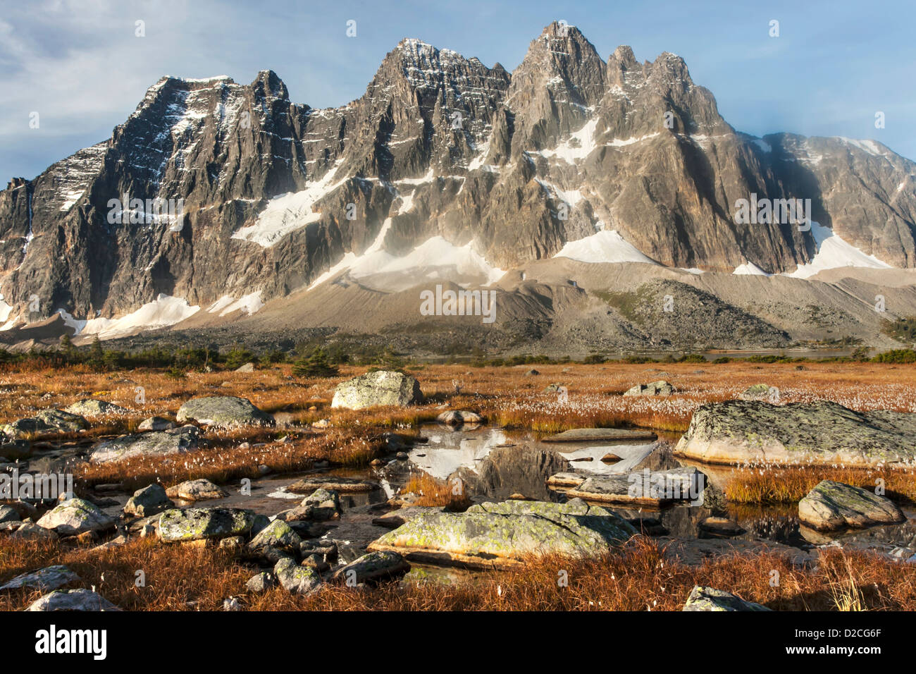 Die Wälle über Amethyst Seen in die Tonquin Valley, Jasper Nationalpark, Kanadische Rocky Mountains, Alberta, Kanada. Stockfoto