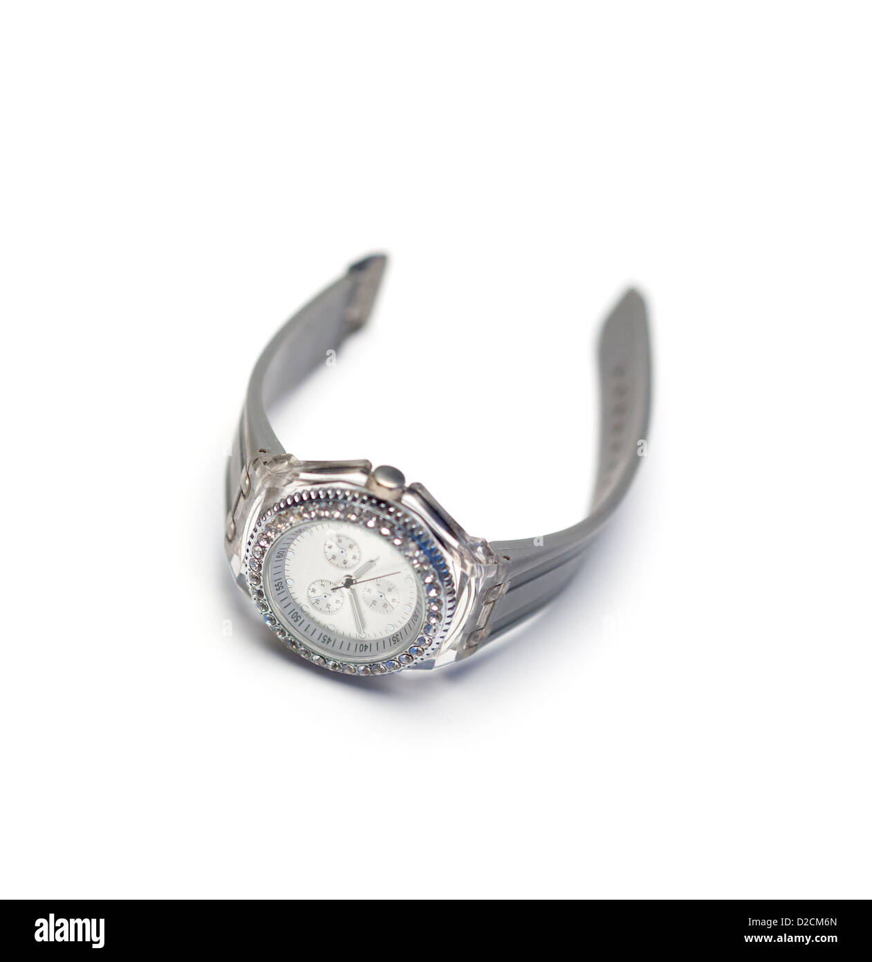 Selektiven Fokus Schuss Armbanduhr isoliert auf weißem Hintergrund Stockfoto