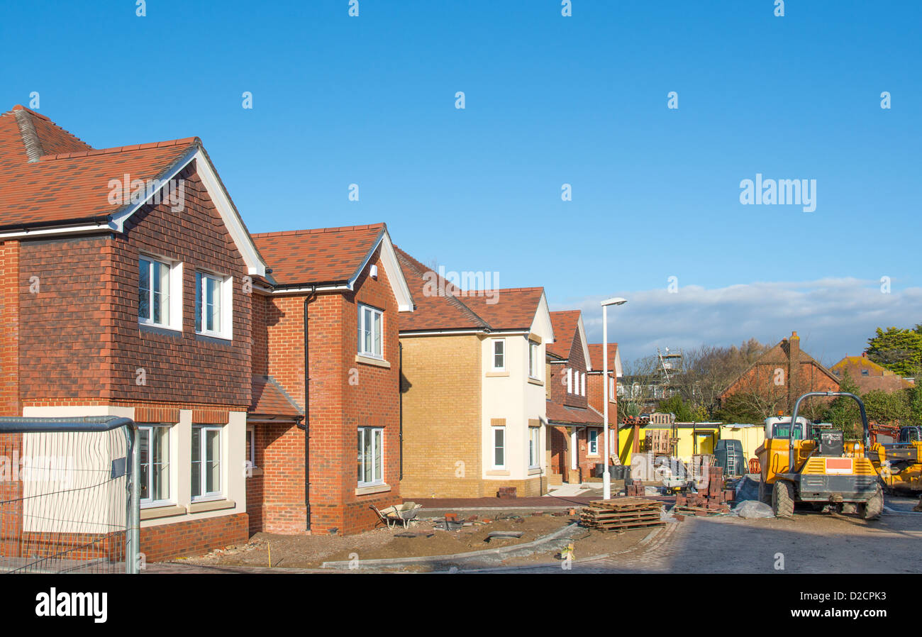 Neu gebaute Einfamilienhäuser, die im Bau sind Stockfoto