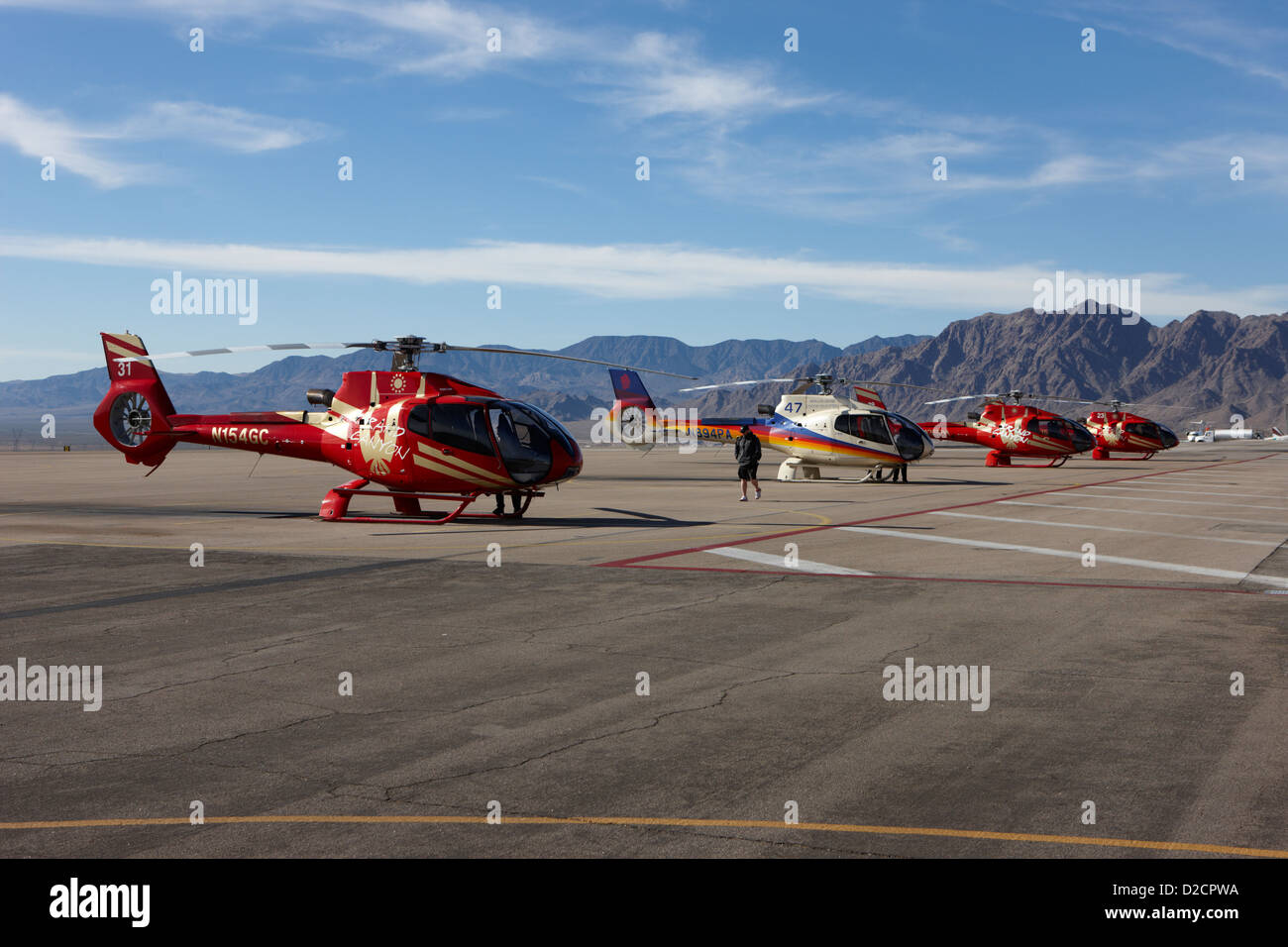 Grand Canyon sightseeing Touren Hubschrauber bei Boulder City Flughafen terminal Nevada USA Stockfoto