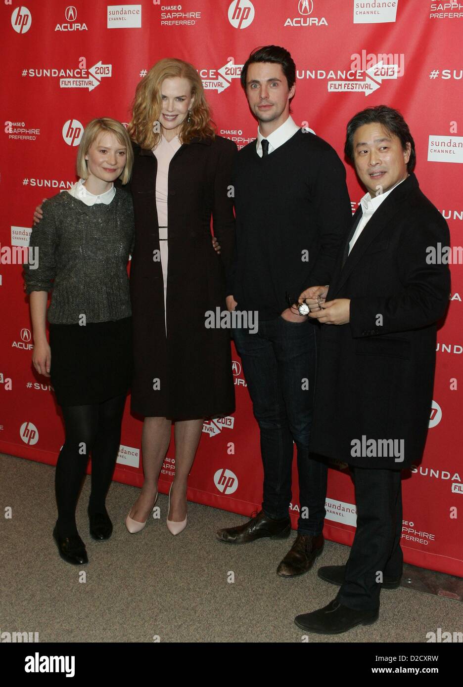 Mia Wasikowska Nicole Kidman Matthew Goode Chan-Wook Park Ankünfte STOKER Premiere 2013 Sundance Film Festival Eccles Theatre Stockfoto