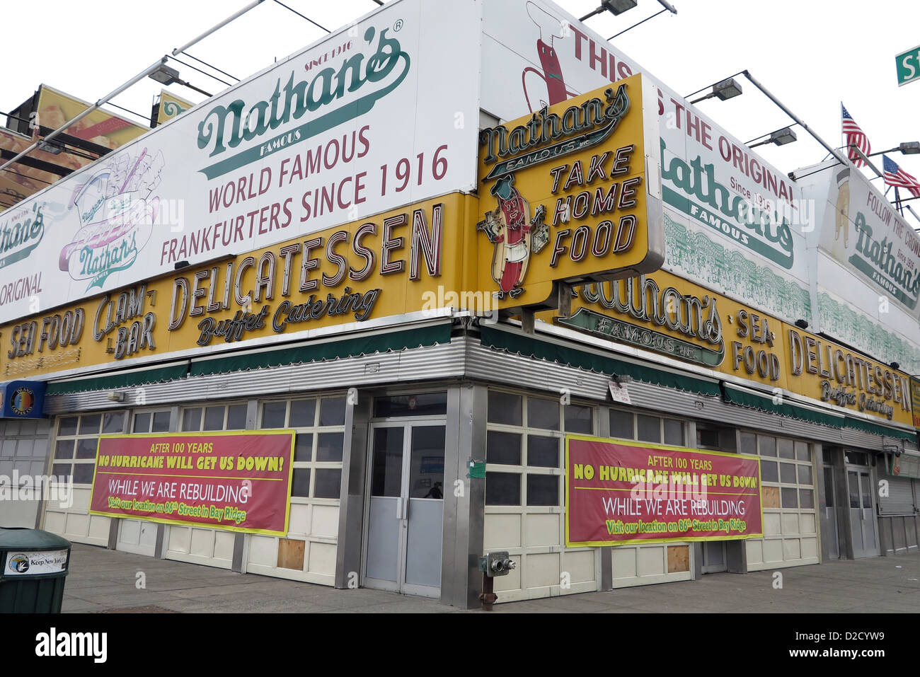 Nathans Restaurant in Coney Island in Brooklyn am 1.Jänner, 2013. Stockfoto