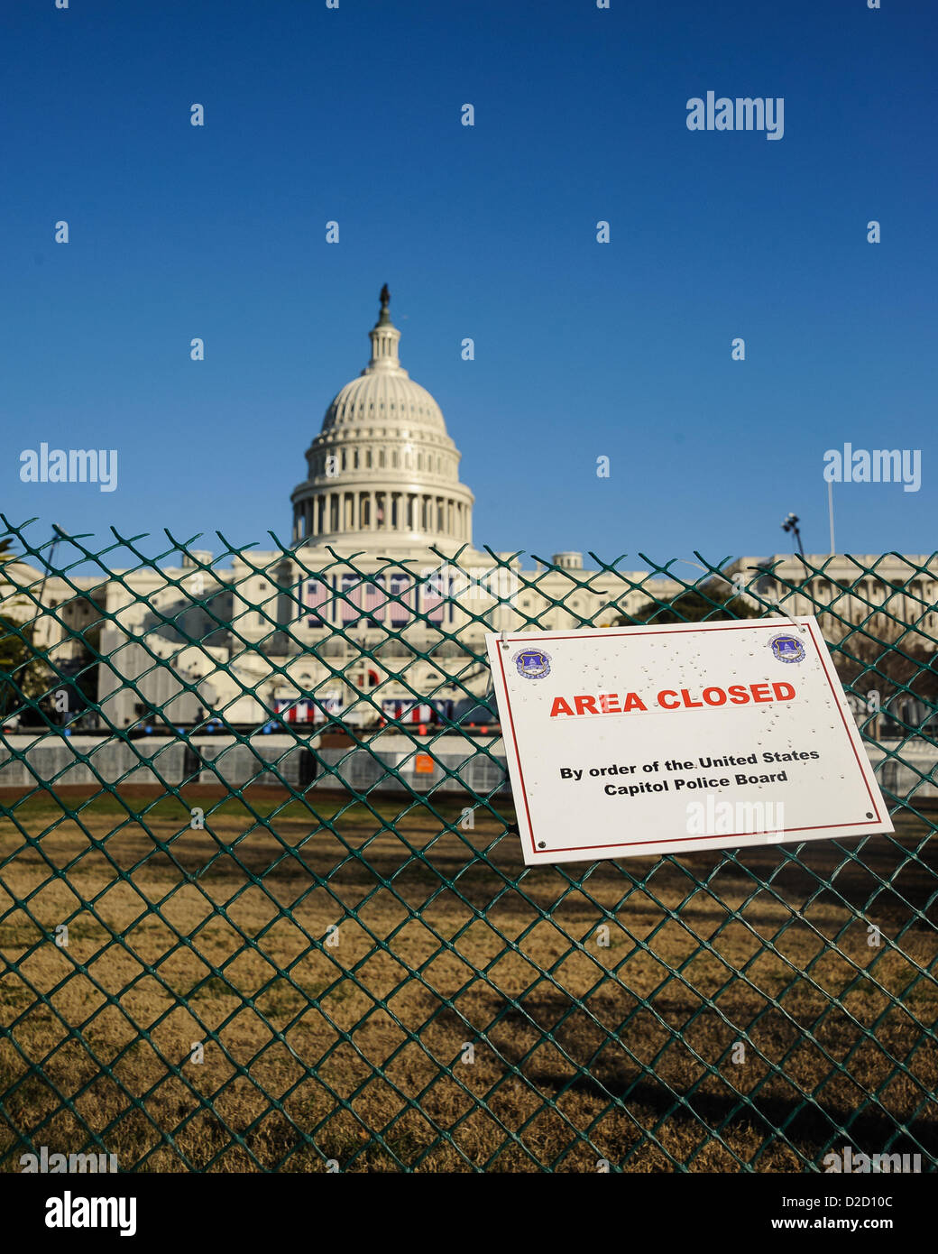 Washington, DC, USA, 20. Januar 2013. Das Capitol Building. Washington, DC bereitet für die Amtseinführung von Barack Obama, 44. Präsident der Vereinigten Staaten von Amerika. Stockfoto