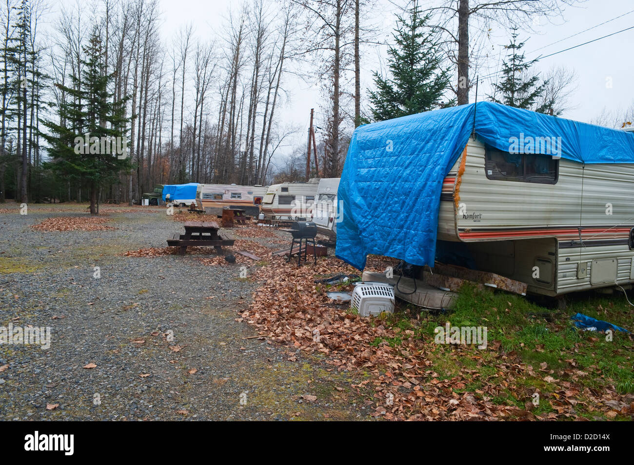 Verlassenen Campingplatz in Skagway, Alaska, USA Stockfoto