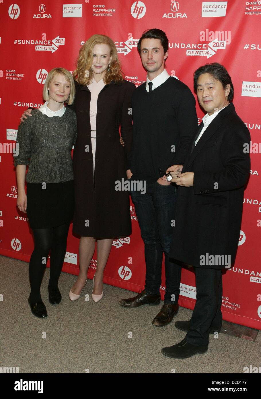 Mia Wasikowska Nicole Kidman Matthew Goode Ankünfte STOKER Premiere 2013 Sundance Film Festival Eccles Theatre Park City UT USA Stockfoto