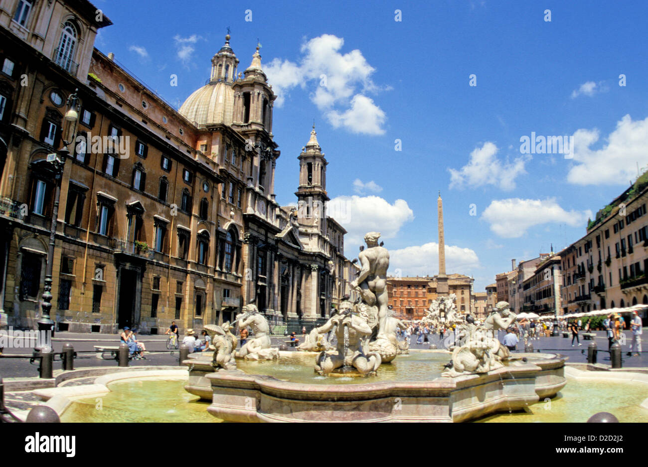 Italien, Rom. Piazza Navona. Detail, Brunnen des Moores (Gian Lorenzo Bernini, 17. Jahrhundert). Stockfoto