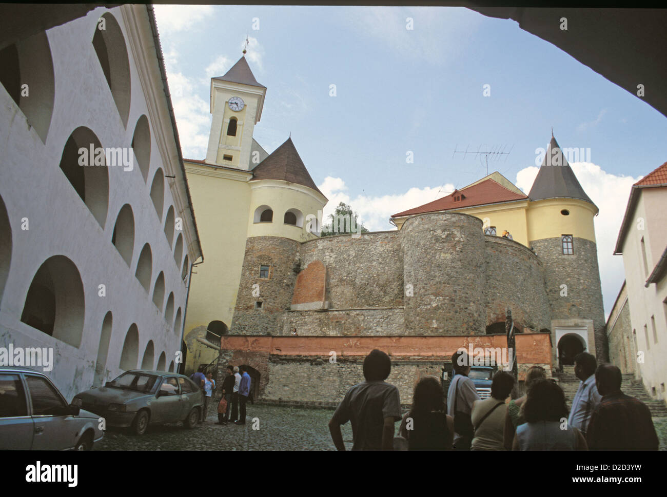 Ukraine. Mukatschewe. Palanok Schloss. Innenhof. Stockfoto