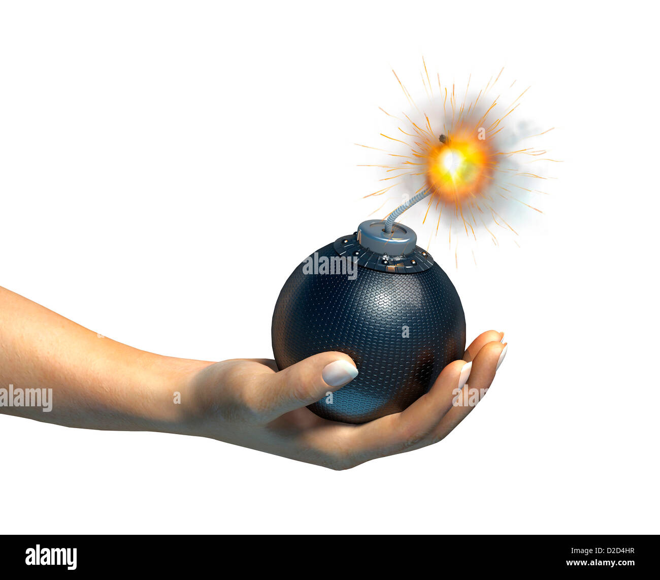 Hand, die eine Bombe Computer Grafik Stockfoto