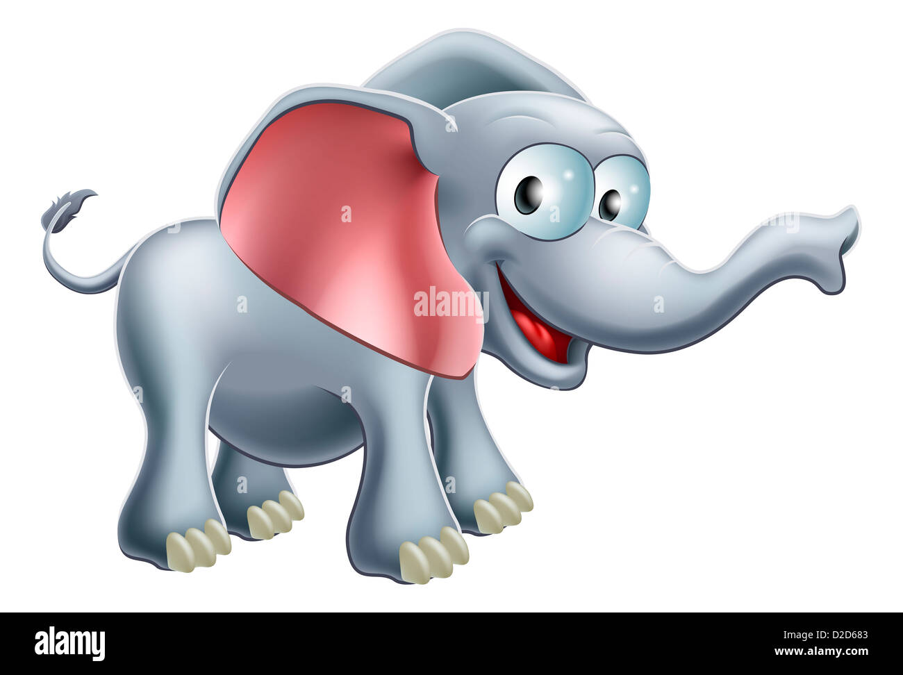 Ein Beispiel für einen süßen glücklich lächelnde Cartoon Elefanten Stockfoto