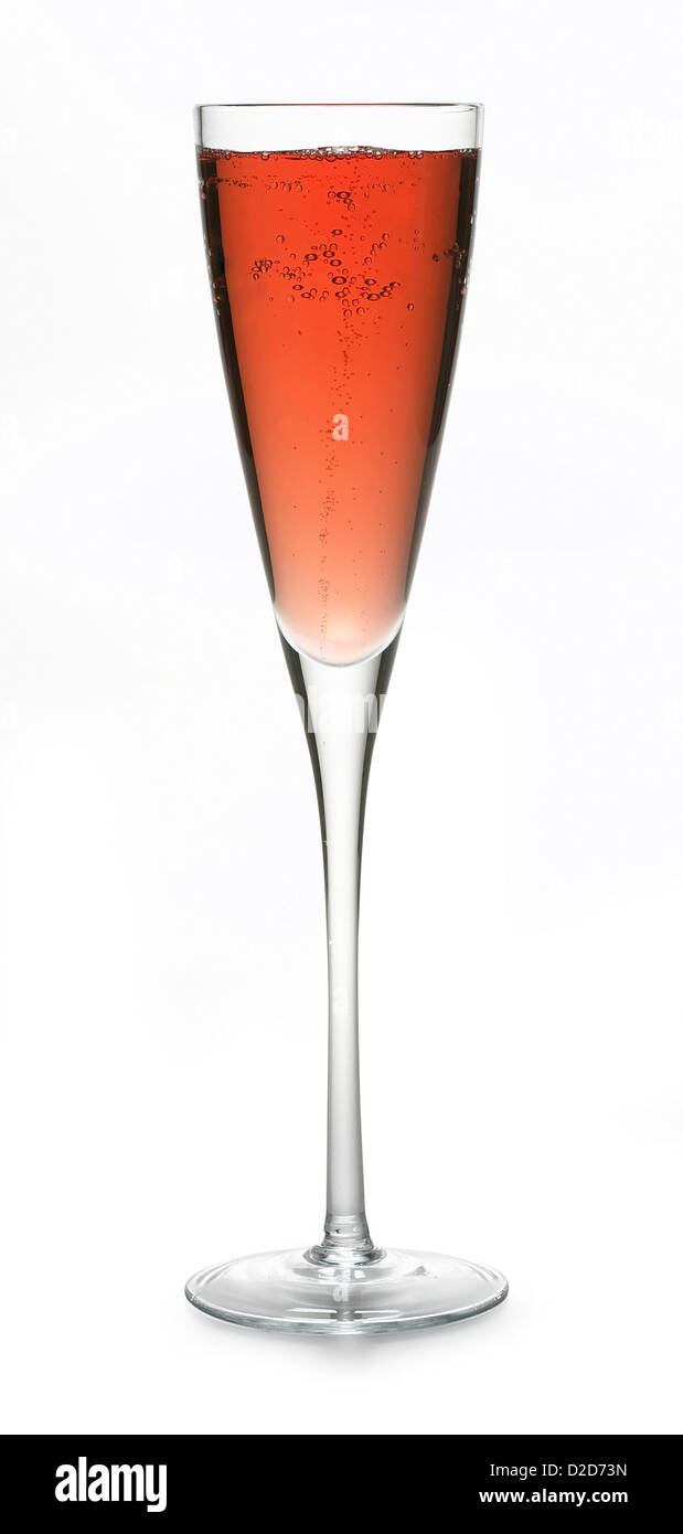 Glas Champagner weißen Hintergrund ausschneiden Stockfoto