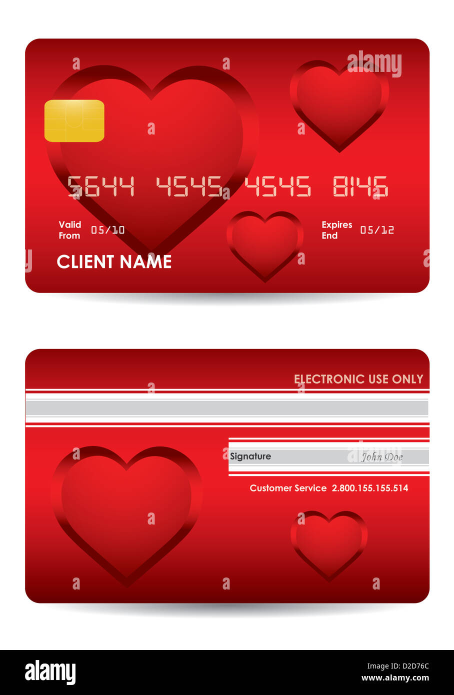 spezielle rote Kreditkarte mit Valentinstag-design Stockfoto