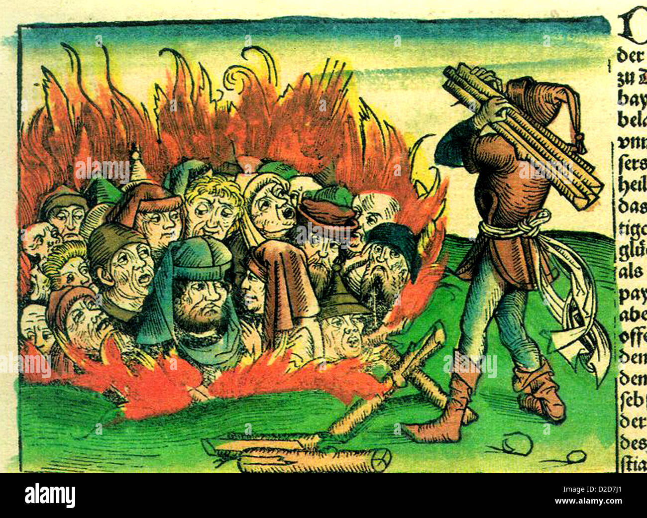 JÜDISCHE Ärzte verbrannt lebendig während der schwarze Tod aus der Weltgeschichte von deutschen Arzt Hartmann Schedel 1493 Stockfoto