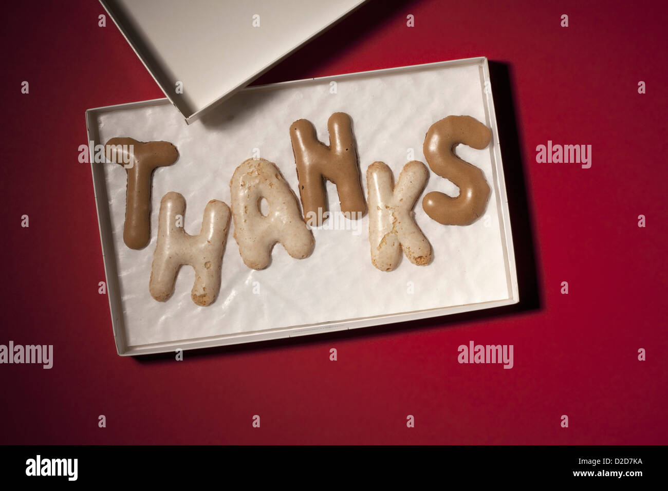 Vielen Dank Dinkel in Russisch Brot Cookies in einer box Stockfoto