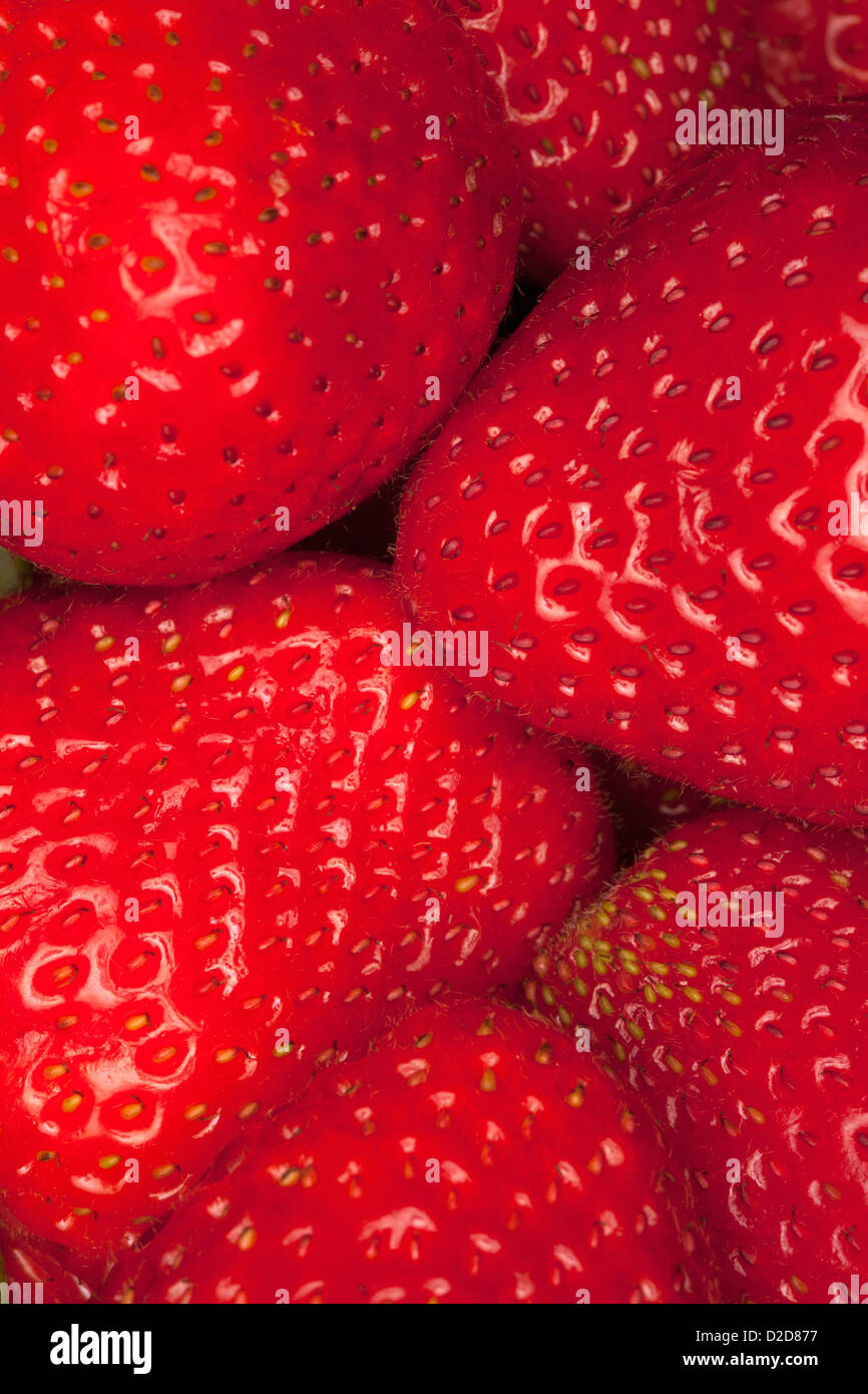 Ein Haufen Erdbeeren, Nahaufnahme, full-frame Stockfoto
