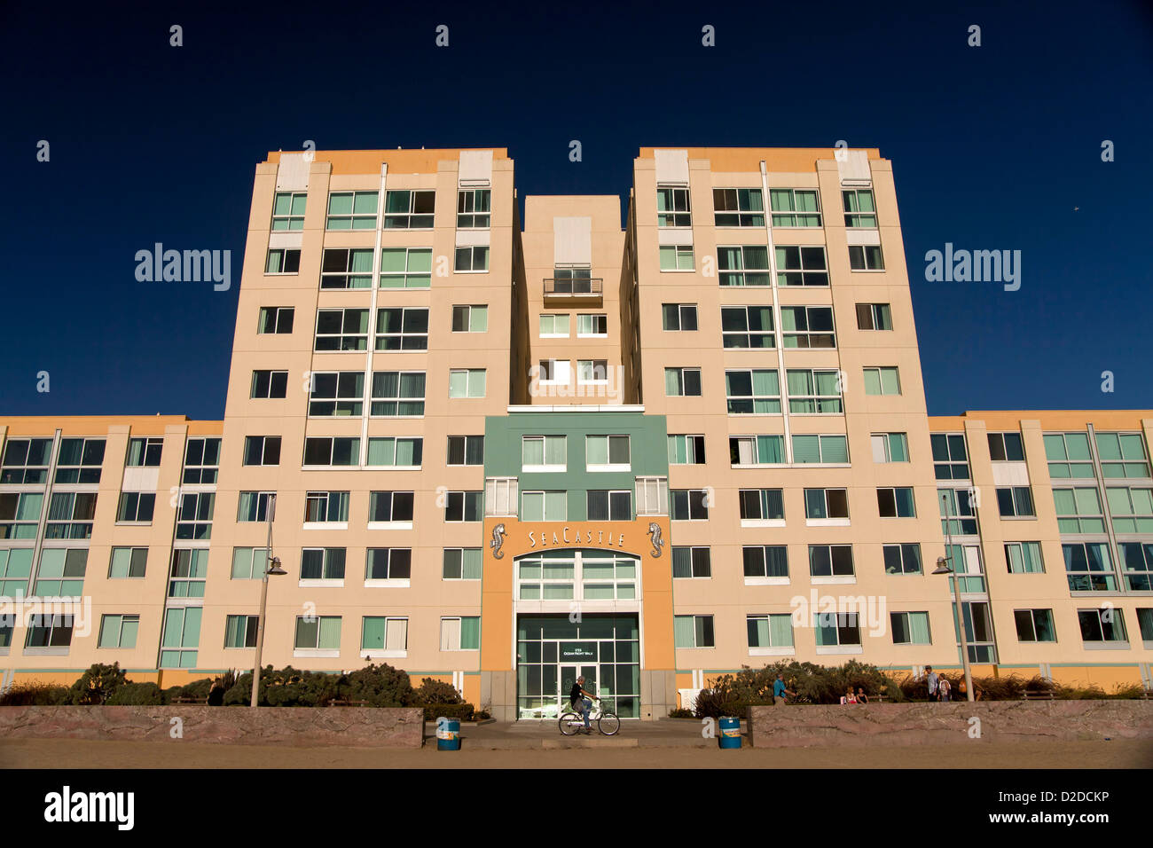 Seacastle Hotel am Strand in Santa Monica, Los Angeles County, California, Vereinigte Staaten von Amerika, USA Stockfoto